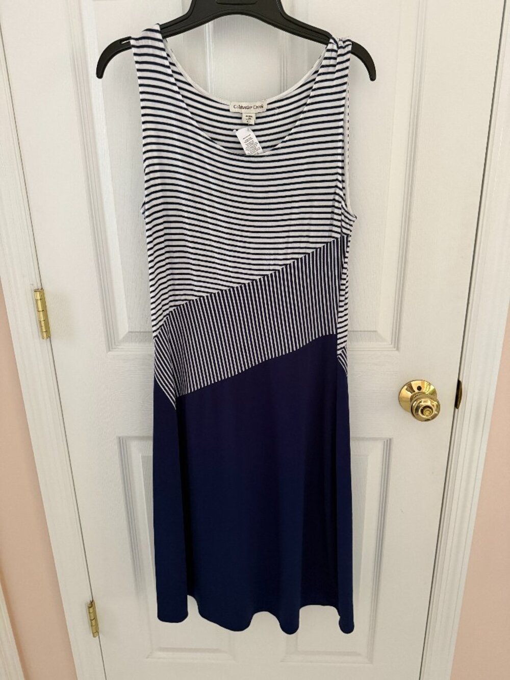 Coldwater Creek Navy/White Striped Summer Dress Size PS